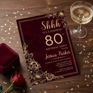 80th Birthday Invitation - Editable Surprise Party Invite
