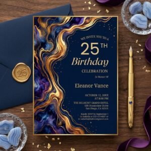 25th Birthday Invitation Template - Editable Canva Download