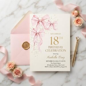 18th Birthday Invitation Template - Editable Canva Card