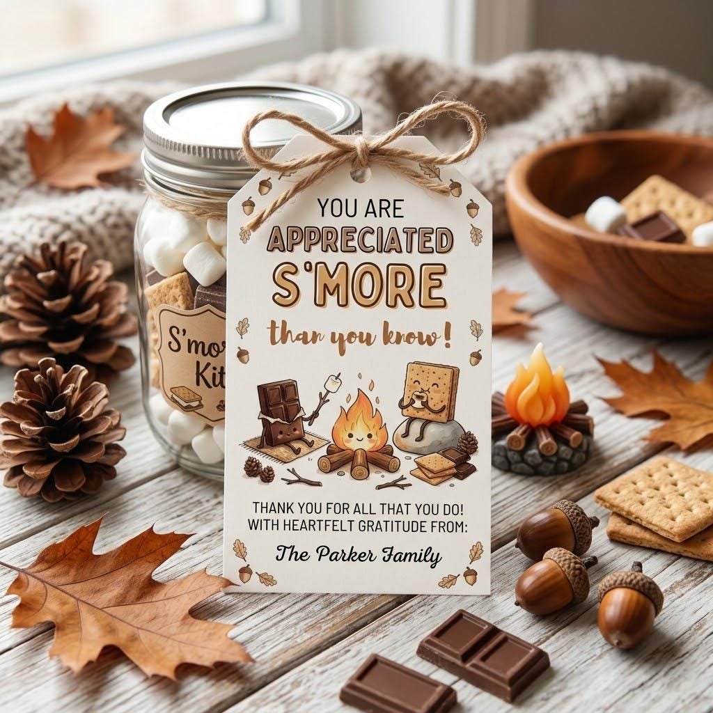 Printable Thank You Card - Editable S'more Appreciation Note
