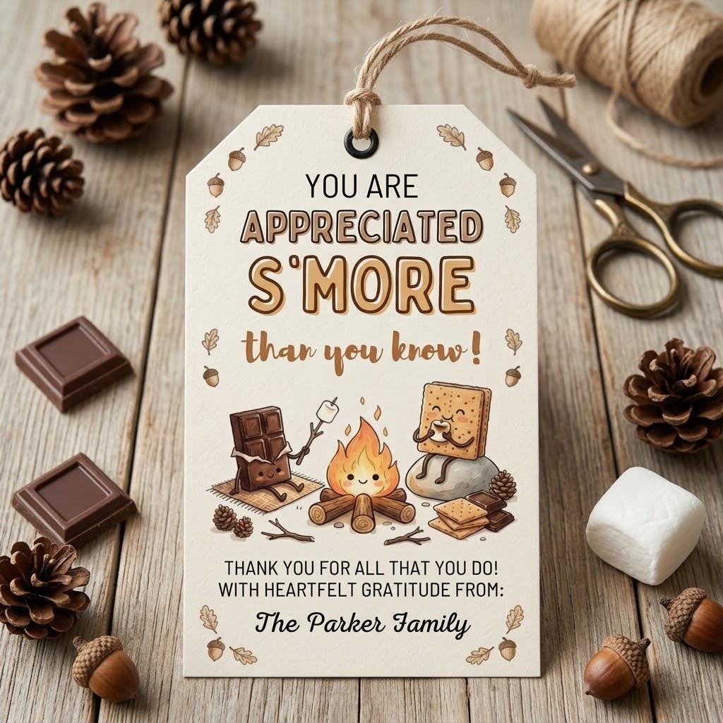 Printable Thank You Card - Editable S'more Appreciation Note - Image 3