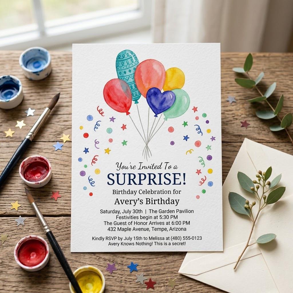 Surprise Birthday Invitation Template - Editable Canva Invite