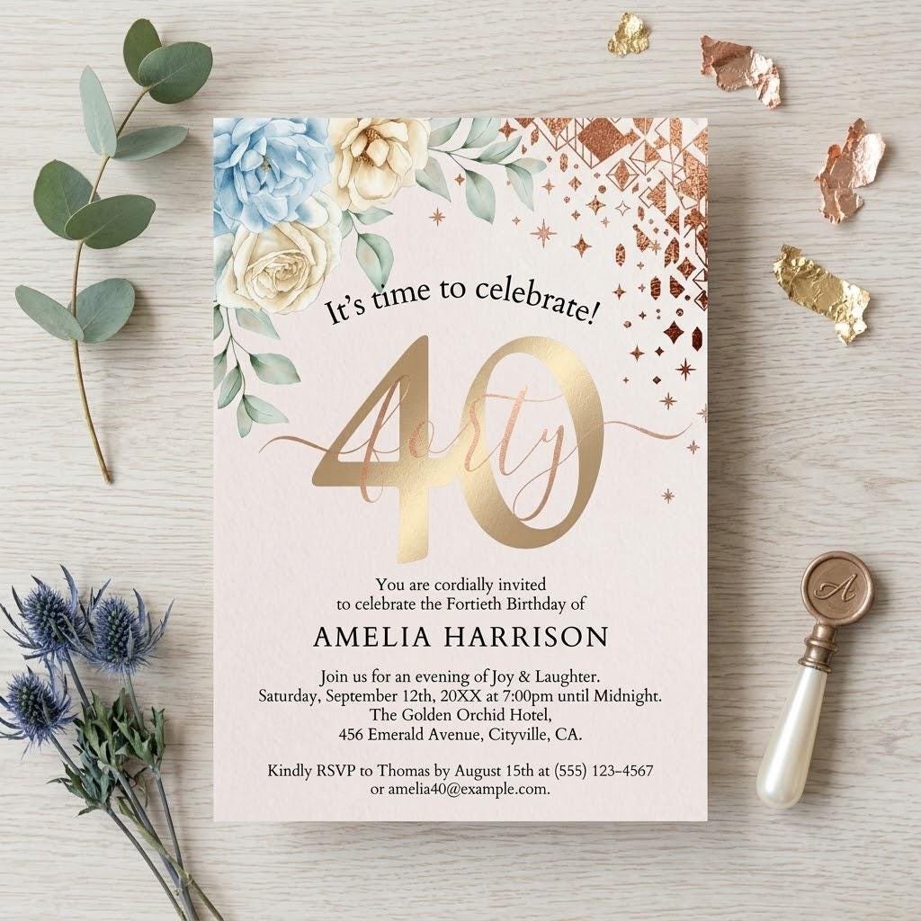 40th Birthday Invitation Editable Canva Template Download - Image 3
