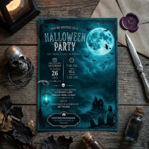 Halloween Party Invitation - Editable Canva Template Download