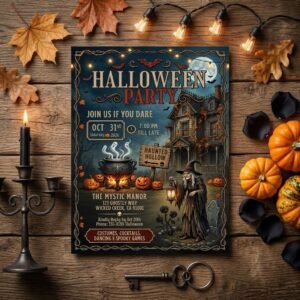 Halloween Party Invitation Template - Editable Canva Invite