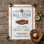 Baseball Baby Shower Invitation - Editable Canva Template