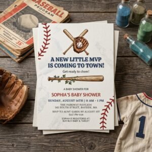 Baseball Baby Shower Invitation - Editable Canva Template