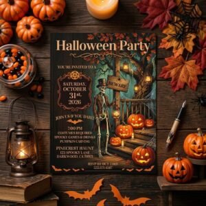 Halloween Party Invitation - Editable Canva Template