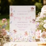 Watercolor Fairy Birthday Invitation for First Birthday