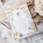 Fairy Watercolor Floral 1st Birthday Invitation