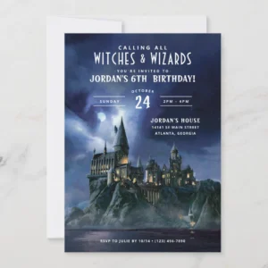 Harry Potter Birthday Invitation - Dark Hogwarts Castle Design