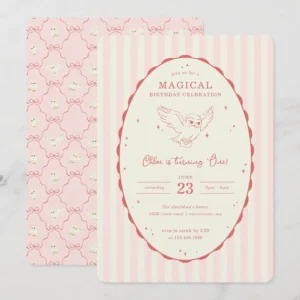 Harry Potter Birthday Invitation with Pink Hedwig Design