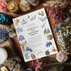 Harry Potter Birthday Invitation - Watercolor 1st Party Invite