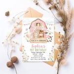 Pink Farm Birthday Invitation - Editable Barnyard Invite
