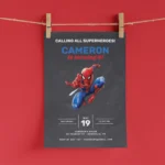Spider-Man Birthday Invitation Chalkboard Style