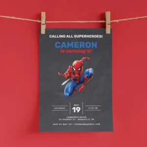 Spider-Man Birthday Invitation Chalkboard Style