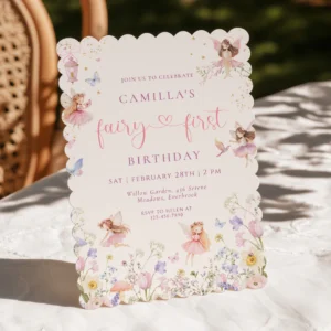 Watercolor Fairy First Birthday Invitation - Magical Design